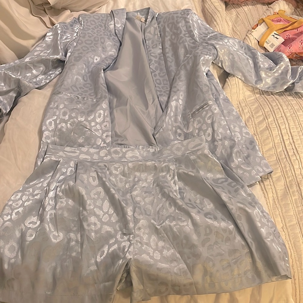 Boutique satin blazer and satin shorts